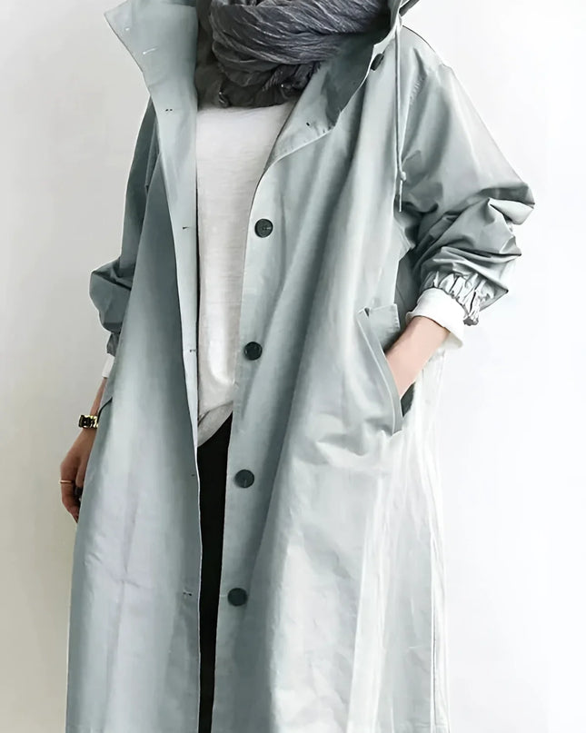 Scarlett | Oversized Hooded Cotton Blend Trench Coat