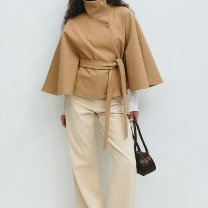Stevie | Tie Waist Straight Cape Coat