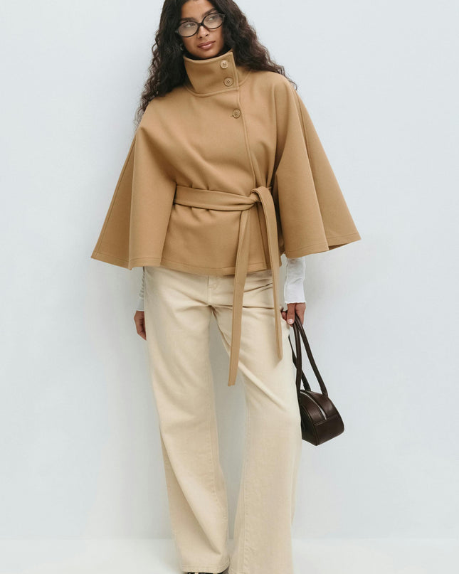 Stevie | Tie Waist Straight Cape Coat