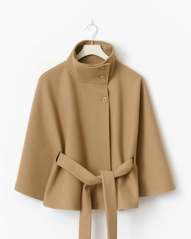 Stevie | Tie Waist Straight Cape Coat