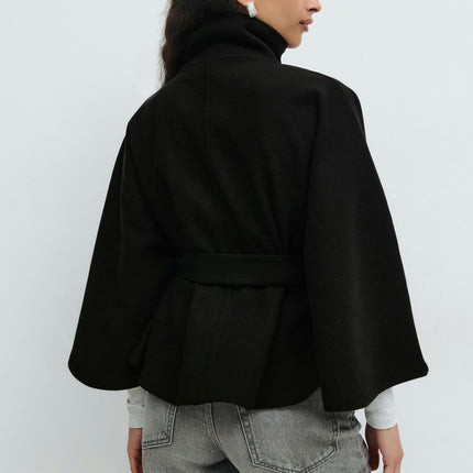 Stevie | Tie Waist Straight Cape Coat