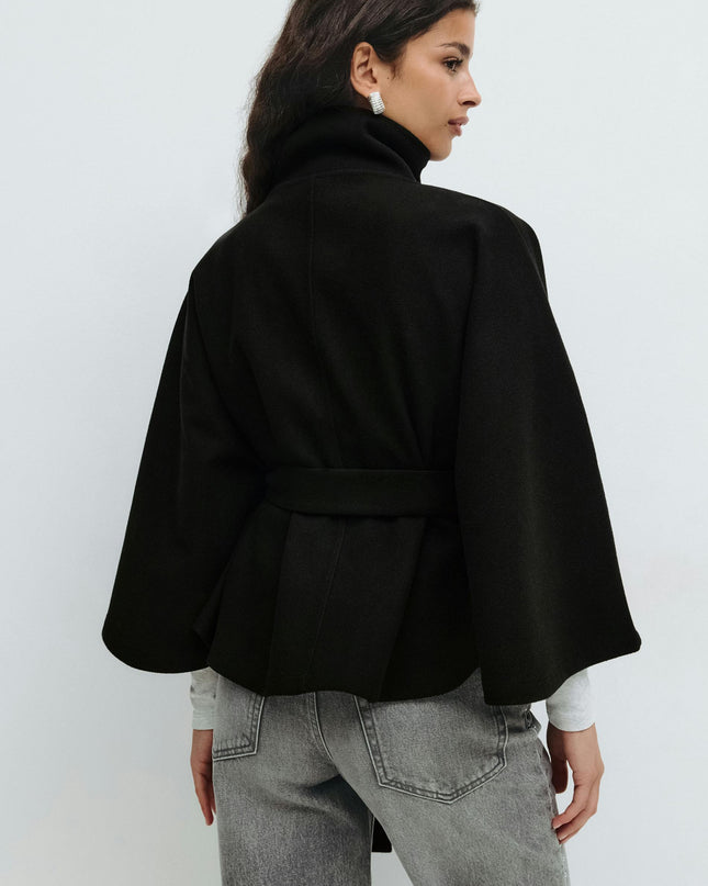 Stevie | Tie Waist Straight Cape Coat