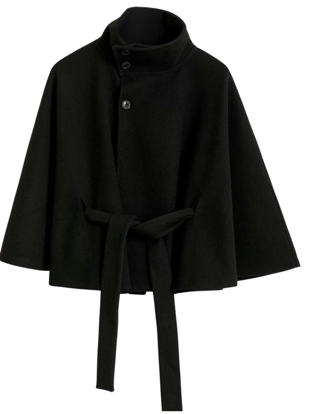 Stevie | Tie Waist Straight Cape Coat