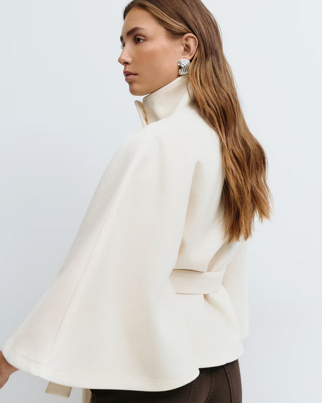 Stevie | Tie Waist Straight Cape Coat