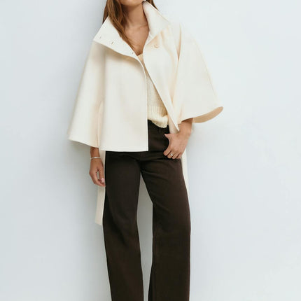 Stevie | Tie Waist Straight Cape Coat