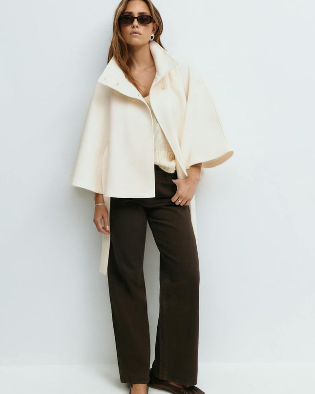 Stevie | Tie Waist Straight Cape Coat