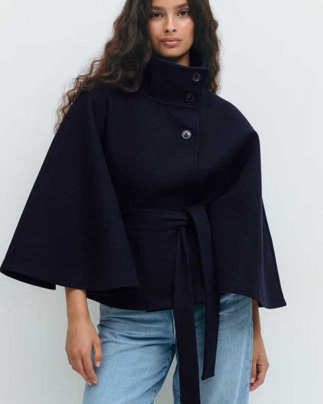 Stevie | Tie Waist Straight Cape Coat