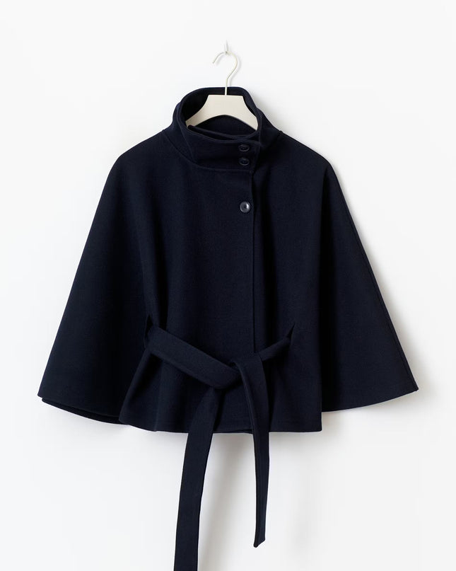 Stevie | Tie Waist Straight Cape Coat