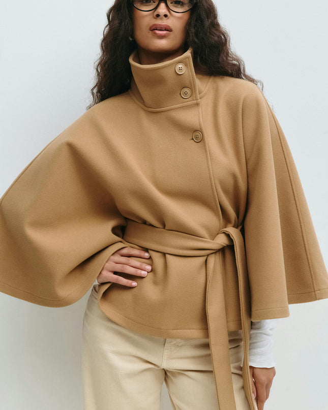 Stevie | Tie Waist Straight Cape Coat