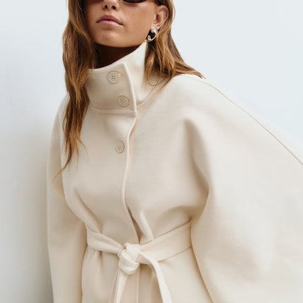 Stevie | Tie Waist Straight Cape Coat
