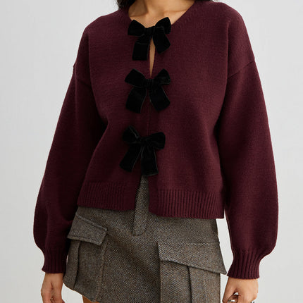 Tallulah | Relaxed Fit Lantern Sleeve Velvet Sweater