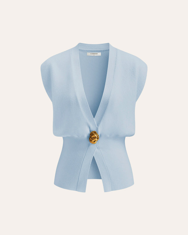 Tina | V-Neck Buttoned Detail Sweater Vest