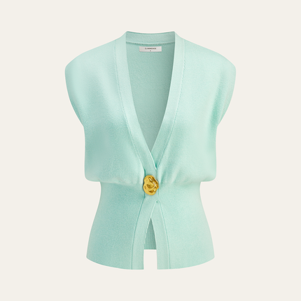 Tina | V-Neck Buttoned Detail Sweater Vest