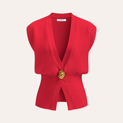 Tina | V-Neck Buttoned Detail Sweater Vest
