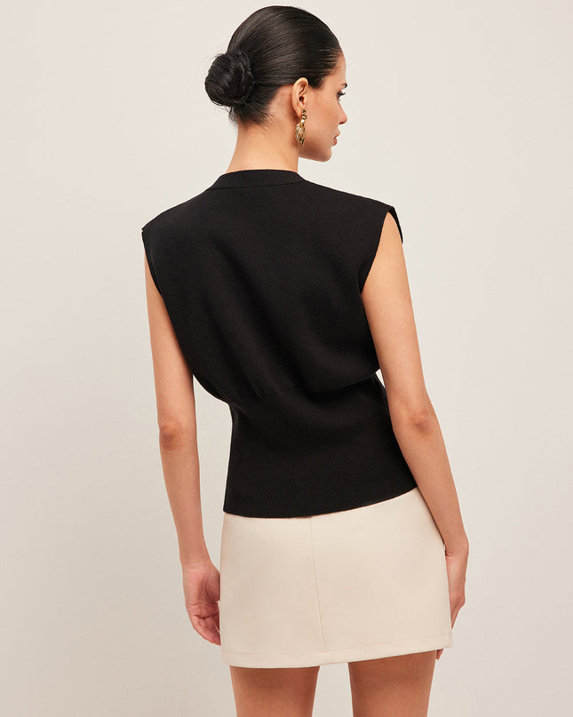 Tina | V-Neck Buttoned Detail Sweater Vest
