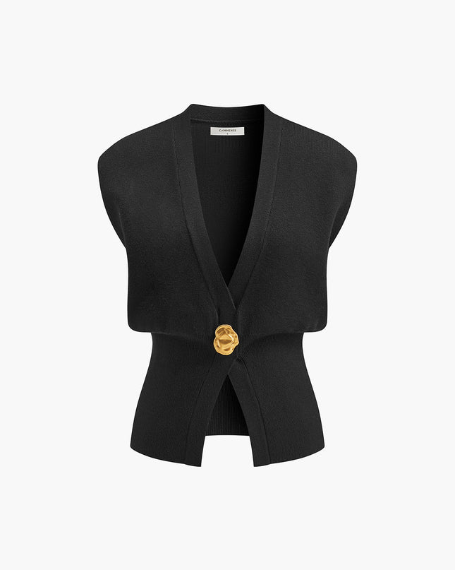 Tina | V-Neck Buttoned Detail Sweater Vest