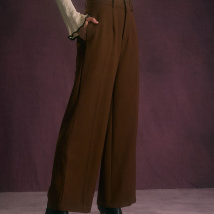 Veronica | High Waist Straight Fit Pants With Pockets