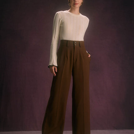 Veronica | High Waist Straight Fit Pants With Pockets