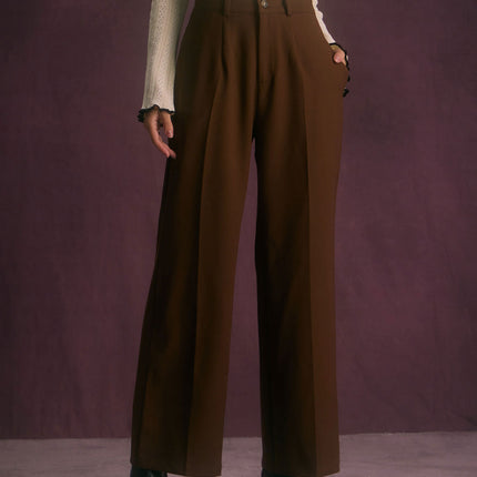 Veronica | High Waist Straight Fit Pants With Pockets