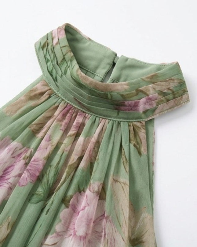 Violet | Halter Neck Floral Chiffon Maxi Dress