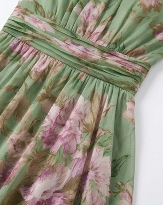 Violet | Halter Neck Floral Chiffon Maxi Dress