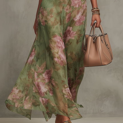 Violet | Halter Neck Floral Chiffon Maxi Dress