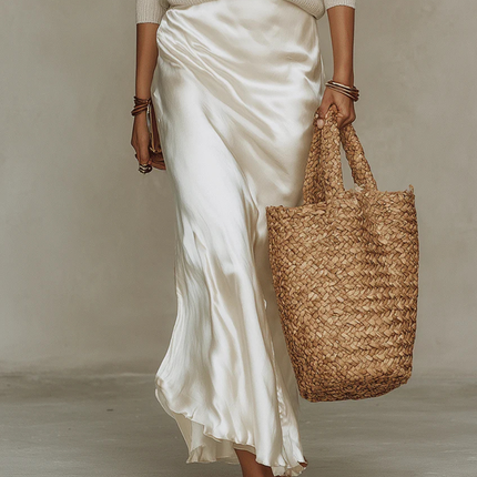 Vivienne | Satin Midi Dress with Matching Sweater Set