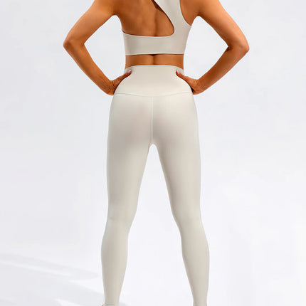Prism | Sports Bra for Women with High Neckline and Back Cutout – White