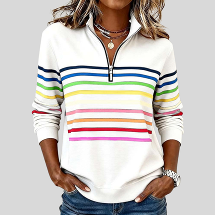 Willa | Relaxed Fit Striped Quarter-Zip Sweatshirt