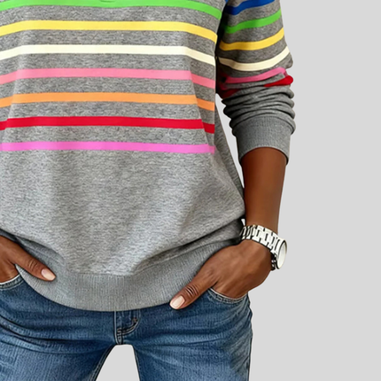 Willa | Relaxed Fit Striped Quarter-Zip Sweatshirt