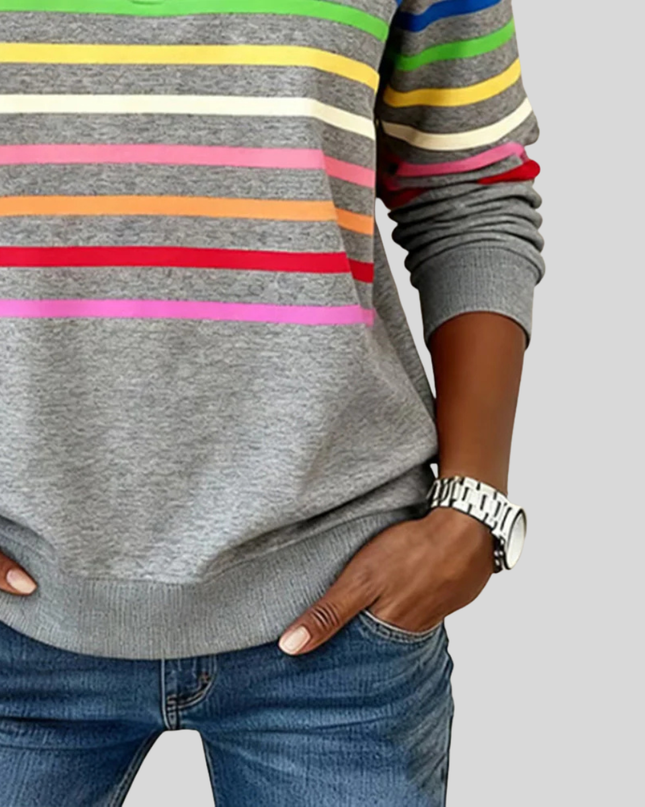 Willa | Relaxed Fit Striped Quarter-Zip Sweatshirt