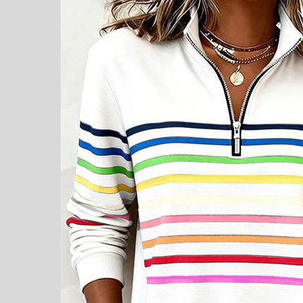 Willa | Relaxed Fit Striped Quarter-Zip Sweatshirt