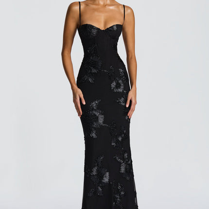 Willow | Fitted Floral Print Spaghetti Strap Maxi Dress