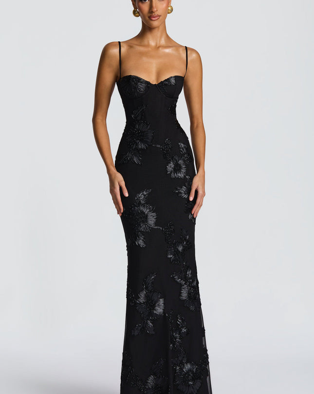 Willow | Fitted Floral Print Spaghetti Strap Maxi Dress