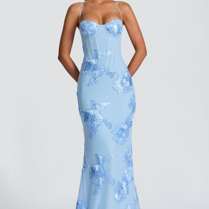 Willow | Fitted Floral Print Spaghetti Strap Maxi Dress