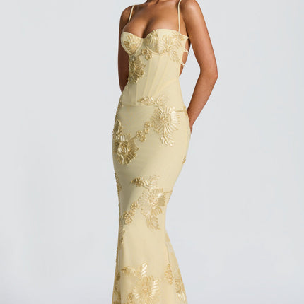 Willow | Fitted Floral Print Spaghetti Strap Maxi Dress