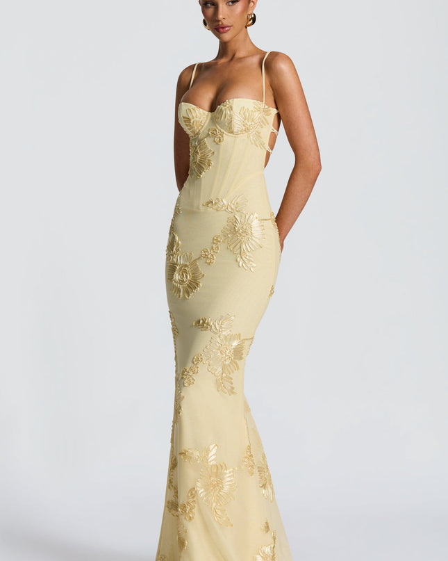 Willow | Fitted Floral Print Spaghetti Strap Maxi Dress