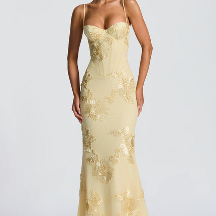Willow | Fitted Floral Print Spaghetti Strap Maxi Dress
