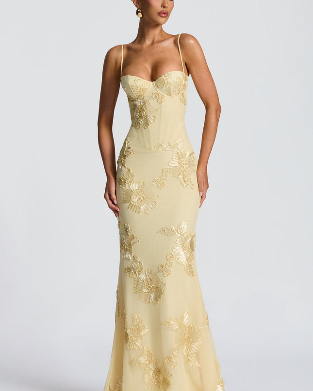 Willow | Fitted Floral Print Spaghetti Strap Maxi Dress