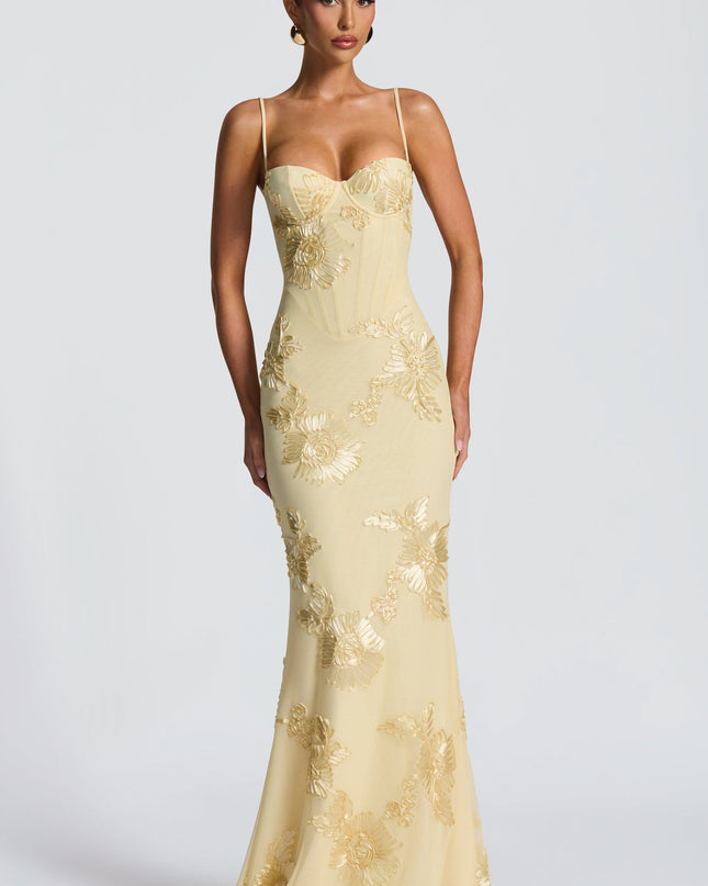 Willow | Fitted Floral Print Spaghetti Strap Maxi Dress