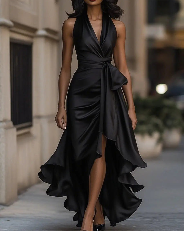 Zoe | Draped Halterneck Maxi Dress