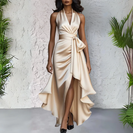 Zoe | Draped Halterneck Maxi Dress