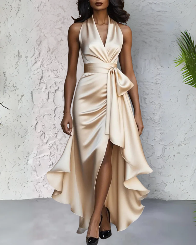 Zoe | Draped Halterneck Maxi Dress