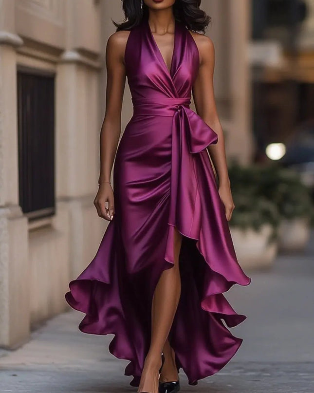 Zoe | Draped Halterneck Maxi Dress