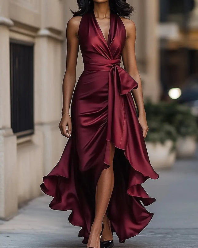 Zoe | Draped Halterneck Maxi Dress